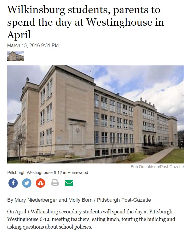 Wilkinsburg students, parents to spend day at Westinghouse